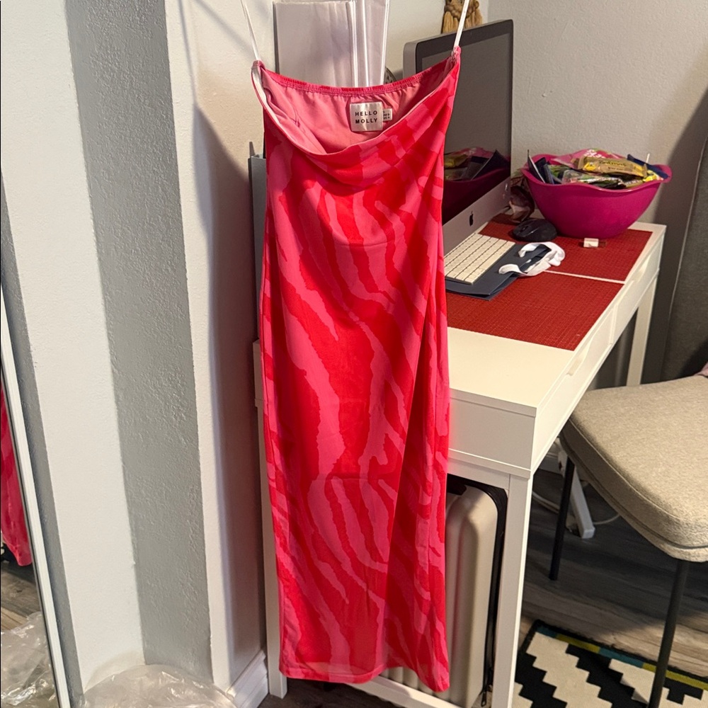 Hello Molly Elegant Strapless Pink and red Dress - Picture 5 of 10